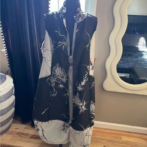 Black and Silver Gray Floral Sleeveless Vest/Bubble Dress